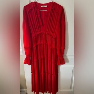 Tory Burch Vibrant Red Long Sleeve Dress